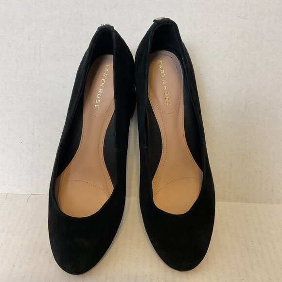Taryn Rose Ricki Pumps Black 8B Suede Rounded Toe Block Heel - Picture 2 of 14